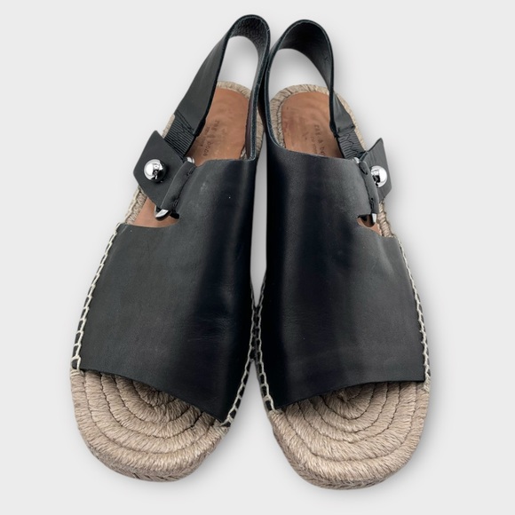 RAG & BONE black leather Arc Wedge peep toe espadrille sandals size 38.5 - Picture 2 of 7